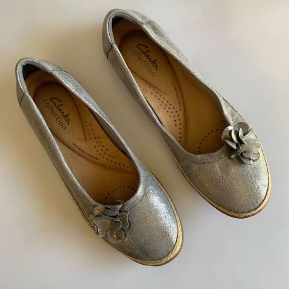 Clark’s Elaina Jade Ballet Flat in Pewter Size 8 - Picture 1 of 12